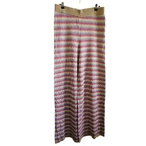 HEYSON Women's L Colorful Striped Sweater Knit Wide-Leg Pants Boho Festival